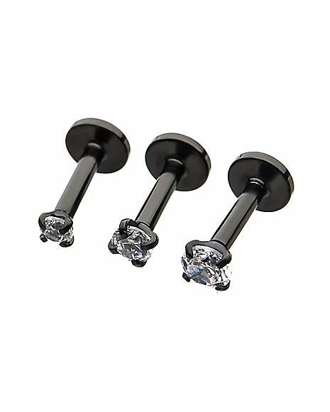 Hot Sale β¨ Multi-Pack Black CZ Labret Lip Rings 3 Pack - 16 Gauge π 4 Hot Sale β¨ Multi-Pack Black CZ Labret Lip Rings 3 Pack - 16 Gauge π - Image 2