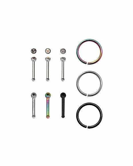 Best deal π Multi-Pack Rainbow CZ Bone Nose Rings and Hoop Nose Rings - 9 Pack π 4 Best deal π Multi-Pack Rainbow CZ Bone Nose Rings and Hoop Nose Rings - 9 Pack π - Image 2