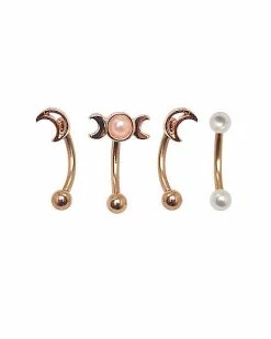 Cheap ⌛ Multi-Pack Pearl-Effect Crescent Moon Curved Barbells 4 Pack – 16 Gauge 😍