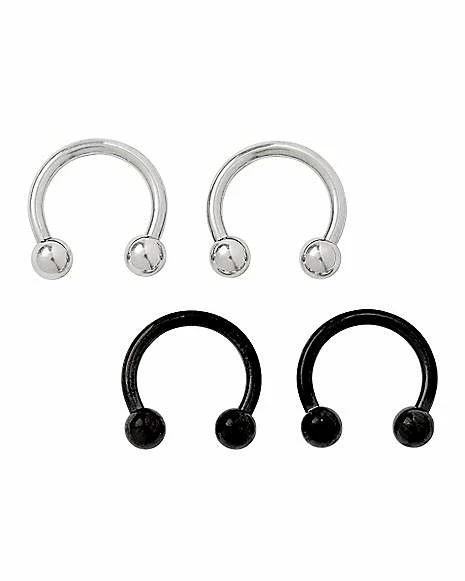 Flash Sale ⌛ Multi-Pack Black and White Horseshoe Rings 2 Pair - 14 Gauge ✔️ 3 Flash Sale ⌛ Multi-Pack Black and White Horseshoe Rings 2 Pair - 14 Gauge ✔️