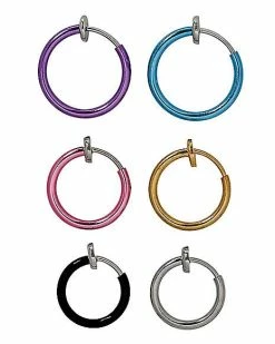 Hot Sale 😍 Multi-Pack Colored Fake Hoop Earrings - 6 Pack 🎉