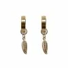 Best Pirce 🤩 Goldtone Feather Dangle Huggie Earrings - 18 Gauge 🧨 -Playboy Shop 03538667 a