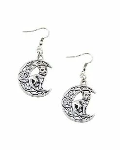 Cheapest 🎉 Celtic Cat Moon Dangle Earrings - 18 Gauge 👏