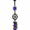 Budget 😍 CZ Crystal Pentagram Dangle Belly Ring - 14 Gauge ❤️