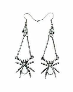 Best deal 🧨 Skull Top Spider Dangle Earrings 🎁