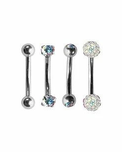 Cheapest 😀 Multi-Pack CZ Curved Barbells 4 Pack - 16 Gauge 🧨