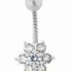 Best Sale 👍 CZ Twisted Flower Belly Ring - 14 Gauge 🌟 -Playboy Shop 03551348 a