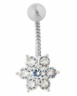 Best Sale 👍 CZ Twisted Flower Belly Ring - 14 Gauge 🌟