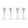 Best Pirce ⌛ Multi-Pack CZ Labret Lip Rings 4 Pack - 16 Gauge ✔️ -Playboy Shop 03551405 a