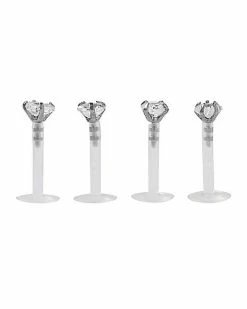 Best Pirce ⌛ Multi-Pack CZ Labret Lip Rings 4 Pack - 16 Gauge ✔️
