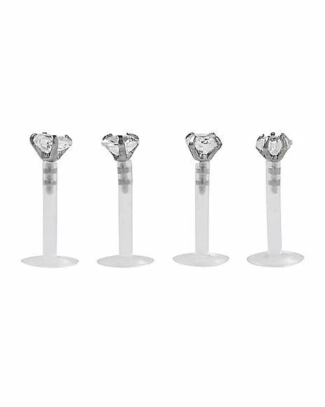 Best Pirce ⌛ Multi-Pack CZ Labret Lip Rings 4 Pack - 16 Gauge ✔️ 3 Best Pirce ⌛ Multi-Pack CZ Labret Lip Rings 4 Pack - 16 Gauge ✔️