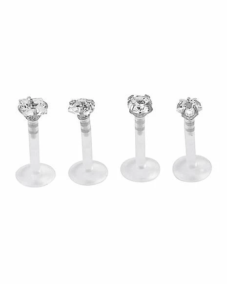 Best Pirce ⌛ Multi-Pack CZ Labret Lip Rings 4 Pack - 16 Gauge ✔️ 4 Best Pirce ⌛ Multi-Pack CZ Labret Lip Rings 4 Pack - 16 Gauge ✔️ - Image 2