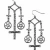 Buy 💯 Silver Upside Down Cross Pentagram Dangle Earrings 🎁 -Playboy Shop 03554821 a