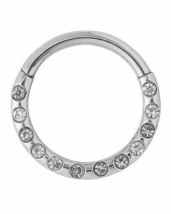 Promo ❤️ CZ Hinged Hoop Nose Ring - 18 Gauge 😀