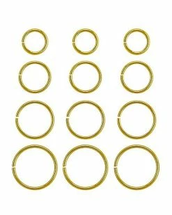 Brand new 🤩 Multi-Pack Goldtone Hoop Nose Rings - 12 Pack 🥰 -Playboy Shop 03559499 a