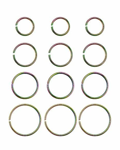 Wholesale π Multi-Pack Rainbow Hoop Nose Rings 12 Pack - 20 Gauge π 3 Wholesale π Multi-Pack Rainbow Hoop Nose Rings 12 Pack - 20 Gauge π
