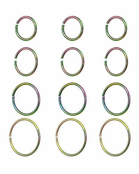 Wholesale π Multi-Pack Rainbow Hoop Nose Rings 12 Pack - 20 Gauge π 4 Wholesale π Multi-Pack Rainbow Hoop Nose Rings 12 Pack - 20 Gauge π - Image 2