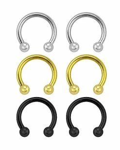 Buy π Multi-Pack Plated Horseshoe Rings - 3 Pair π 14 Buy π Multi-Pack Plated Horseshoe Rings - 3 Pair π -Playboy Shop 03559986 a