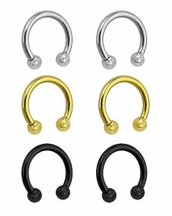 Buy π Multi-Pack Plated Horseshoe Rings - 3 Pair π 15 Buy π Multi-Pack Plated Horseshoe Rings - 3 Pair π -Playboy Shop 03559986 b