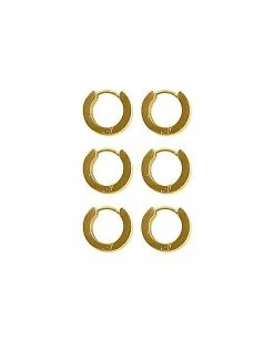 Discount ⌛ Goldtone Huggie Hoop Earrings 3 Pair - 18 Gauge 🛒 -Playboy Shop 03563202 b