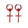 Coupon 😍 Red Cross Huggie Dangle Earrings - 18 Gauge 🔥 -Playboy Shop 03563335 a