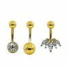 Best Pirce 🥰 Multi-Pack Goldtone CZ Crown Belly Rings 3 Pack - 14 Gauge 👏 -Playboy Shop 03565983 a