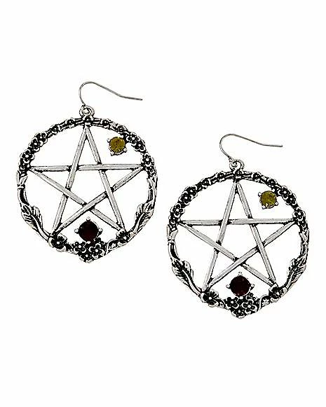 Cheap ✨ Gothic Rose Pentagram Dangle Earrings 🌟 3 Cheap ✨ Gothic Rose Pentagram Dangle Earrings 🌟