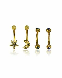 Hot Sale 🤩 Multi-Pack CZ Star Moon Curved Barbells 4 Pack - 16 Gauge 😉