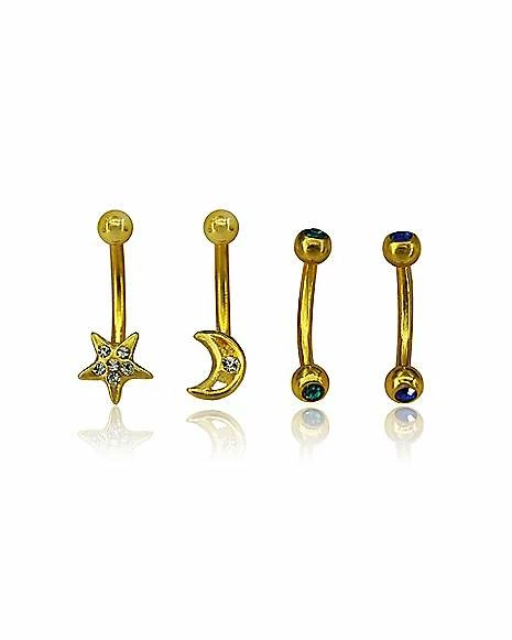 Hot Sale π€© Multi-Pack CZ Star Moon Curved Barbells 4 Pack - 16 Gauge π 3 Hot Sale π€© Multi-Pack CZ Star Moon Curved Barbells 4 Pack - 16 Gauge π