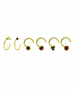 Outlet 🥰 Multi-Pack Goldtone CZ Hoop Nose Rings and Screw Nose Rings 6 Pack - 20 Gauge 😍