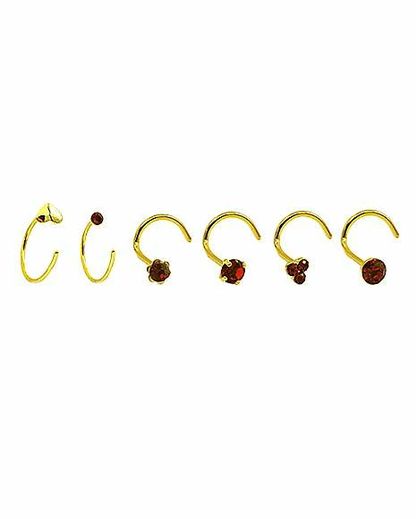Outlet π₯° Multi-Pack Goldtone CZ Hoop Nose Rings and Screw Nose Rings 6 Pack - 20 Gauge π 3 Outlet π₯° Multi-Pack Goldtone CZ Hoop Nose Rings and Screw Nose Rings 6 Pack - 20 Gauge π