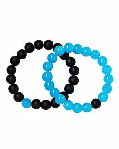 Promo π Blue and Black Long Distance Beaded Bracelets - 2 Pack β
