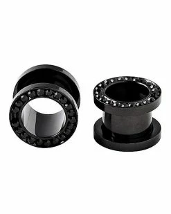 Wholesale 😉 Black CZ Titanium Tunnel Plugs 🤩 -Playboy Shop 03571965 b