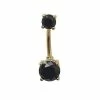 Top 10 👏 Goldtone Black CZ Belly Ring - 14 Gauge 😍
