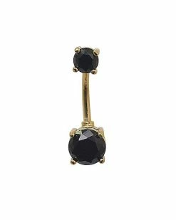 Top 10 👏 Goldtone Black CZ Belly Ring - 14 Gauge 😍