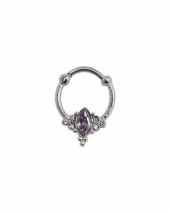 Cheapest ✨ Purple Gem Daith Hinged Hoop Ring - 16 Gauge ⭐