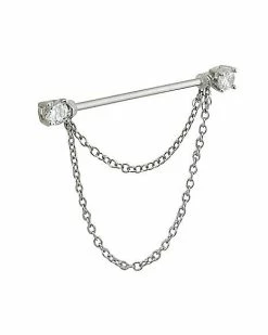 Hot Sale ✨ CZ Chain Dangle Industrial Barbell - 14 Gauge 👍 -Playboy Shop 03572708 b