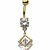 Best reviews of 🎁 Goldtone CZ Dangle Belly Ring - 14 Gauge 🥰 -Playboy Shop 03572765 a