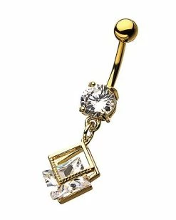Best reviews of 🎁 Goldtone CZ Dangle Belly Ring - 14 Gauge 🥰 -Playboy Shop 03572765 b