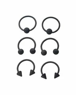Best Sale 🧨 Multi-Pack Matte Black Horseshoe and Captive Rings 6 Pack - 20 Gauge ⭐