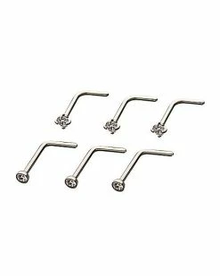 Cheap π Multi-Pack CZ L-Bend Nose Rings 6 Pack - 20 Gauge π 9 Cheap π Multi-Pack CZ L-Bend Nose Rings 6 Pack - 20 Gauge π -Playboy Shop 03572948 b