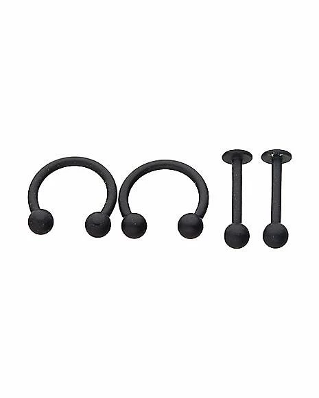 Brand new π― Multi-Pack Matte Black Labret Lip Rings 4 Pack - 16 Gauge β 3 Brand new π― Multi-Pack Matte Black Labret Lip Rings 4 Pack - 16 Gauge β
