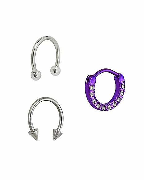 Discount π Multi-Pack CZ Septum Rings 3 Pack - 16 Gauge β€οΈ 4 Discount π Multi-Pack CZ Septum Rings 3 Pack - 16 Gauge β€οΈ - Image 2