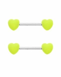 Deals ⌛ Yellow Heart Nipple Barbells - 14 Gauge 🔥