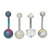 Brand new 🔥 Multi-Pack Rainbow CZ Belly Rings 4 Pack - 14 Gauge 🌟 -Playboy Shop 03573847 a