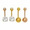 Deals 🔔 Multi-Pack Twisted CZ Belly Rings 4 Pack - 14 Gauge 🎁 -Playboy Shop 03573870 a