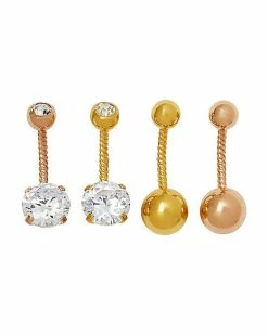 Deals 🔔 Multi-Pack Twisted CZ Belly Rings 4 Pack - 14 Gauge 🎁