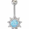 Best Pirce π Opal-Effect CZ Belly Ring - 14 Gauge π 1 Best Pirce π Opal-Effect CZ Belly Ring - 14 Gauge π -Playboy Shop 03573946 a