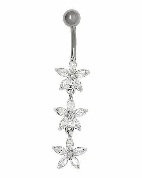 Best deal π CZ Flower Titanium Dangle Belly Ring - 14 Gauge π 3 Best deal π CZ Flower Titanium Dangle Belly Ring - 14 Gauge π