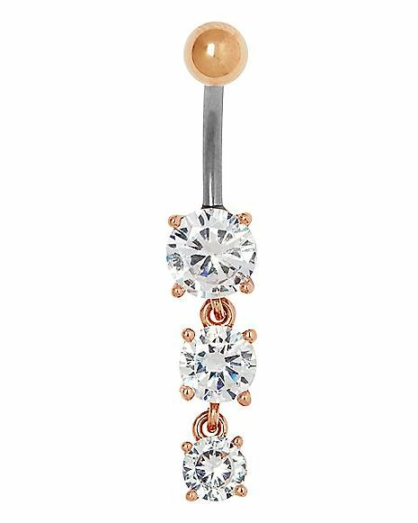 Budget βοΈ Rose Goldtone CZ Titanium Dangle Belly Ring - 14 Gauge π 3 Budget βοΈ Rose Goldtone CZ Titanium Dangle Belly Ring - 14 Gauge π